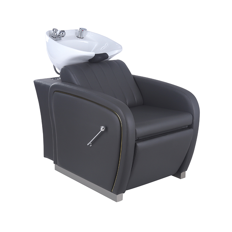 HZ9089E Black & thread shampoo chair with leg rest